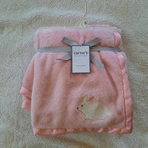 Carter's Plush Pink Bunny Blanket NWT